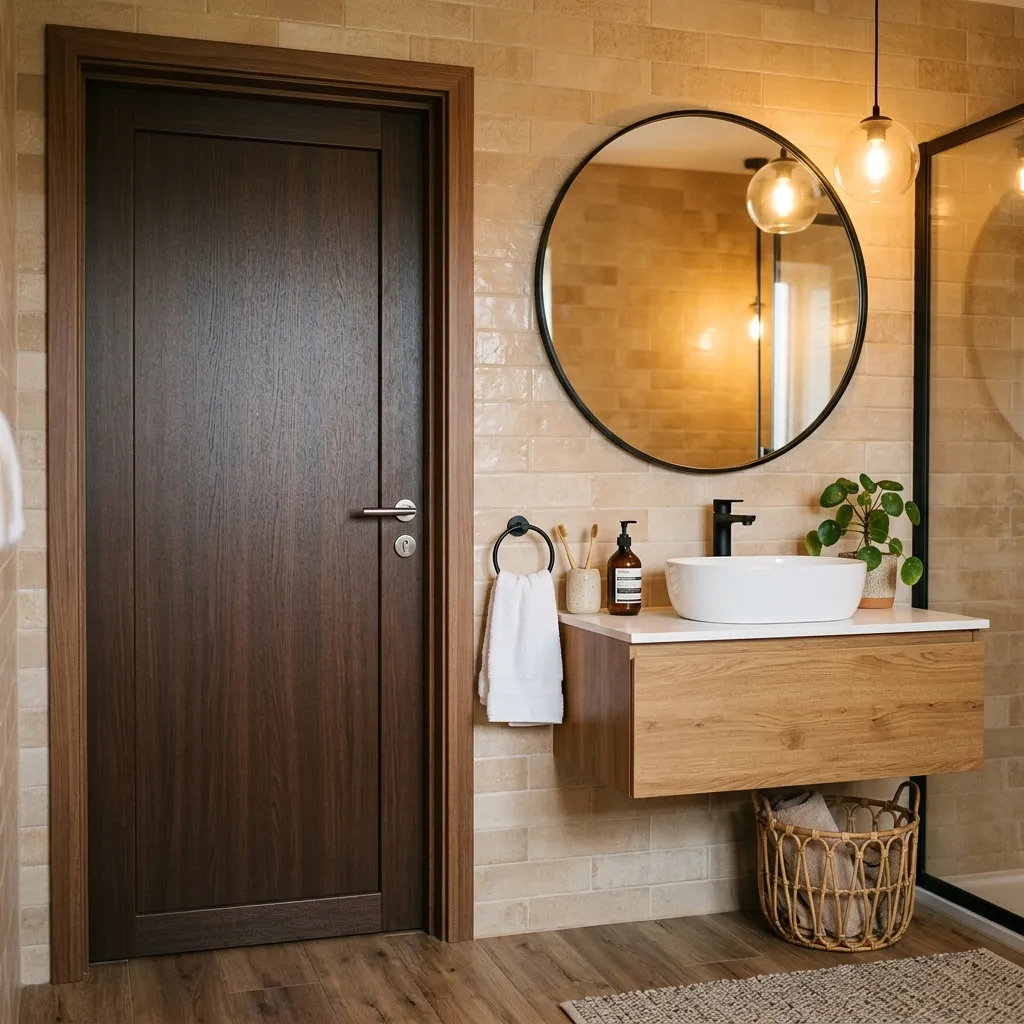 Brown Bathroom PVC Door