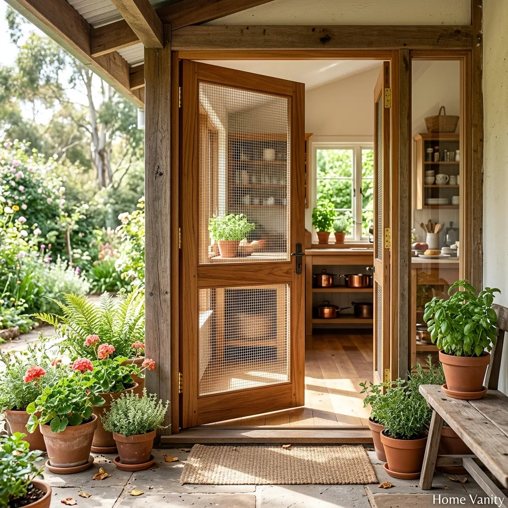 Wiremesh Wooden Door